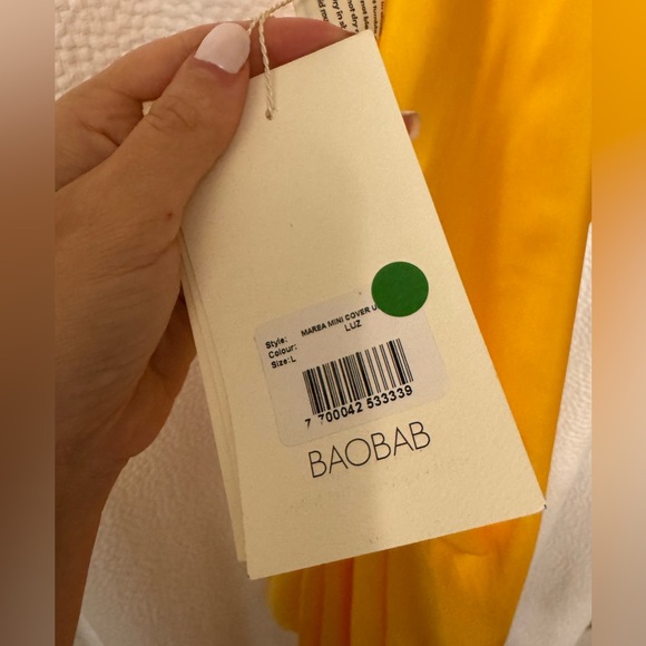 NWT Baobab Marea Luz Yellow One-Shoulder Side-Tie Mini Dress - Sz. L - Picture 11 of 12